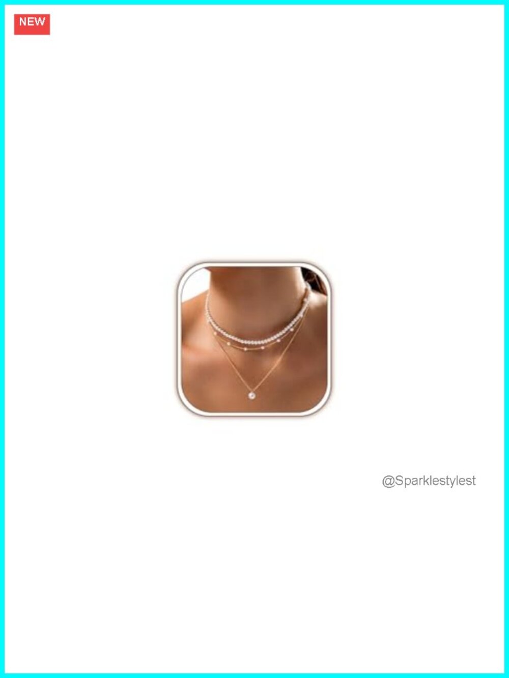 14K Gold Plated Pearl Choker Necklace Set Layered 3Pc with Bracelet and Earrings
